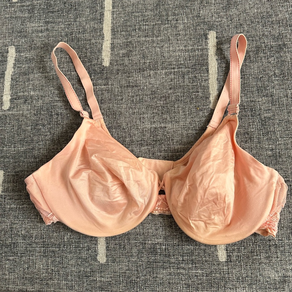 Maidenform Pink Satin Underwire Bra with Adjustable Straps